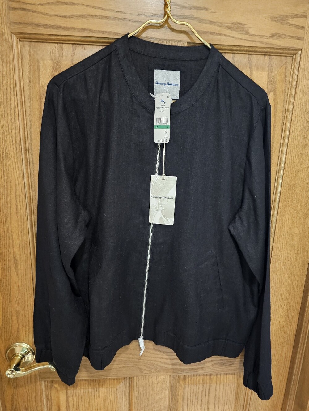 Tommy Bahama Black Zip-Front Bomber Jacket